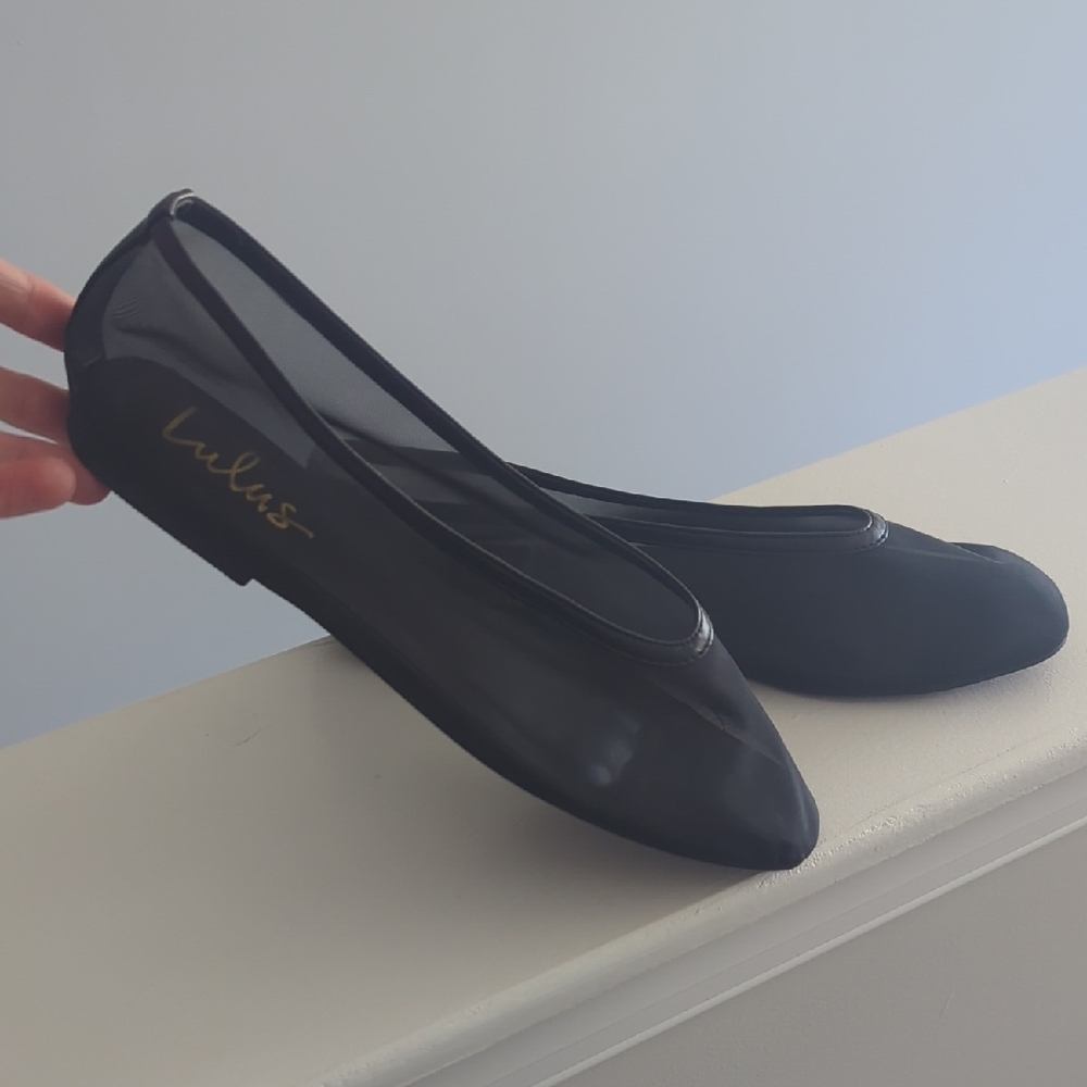 Lulu's Black Mesh Sheer Ballet Flats